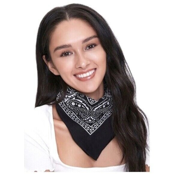 Bandanas Pack of 5 Black Paisley Classic Style Unisex Hair Wrist Accessory Biker - Picture 4 of 15